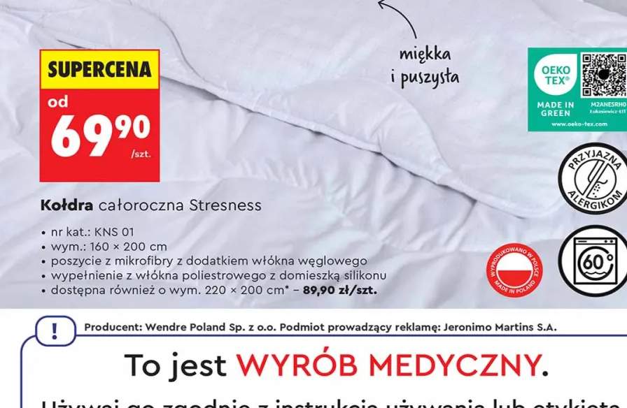 Kołdra całoroczna Stresness 160x200 cm