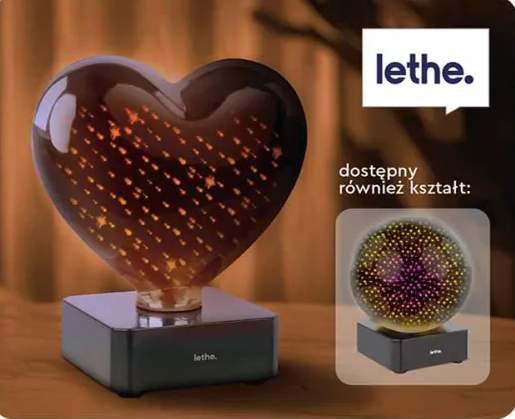 Lampka LED serce lub gwiazda na drewnianej podstawie z 12 diodami