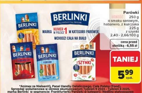 Parówki różne rodzaje o smaku serowym, habanero, z kurczaka