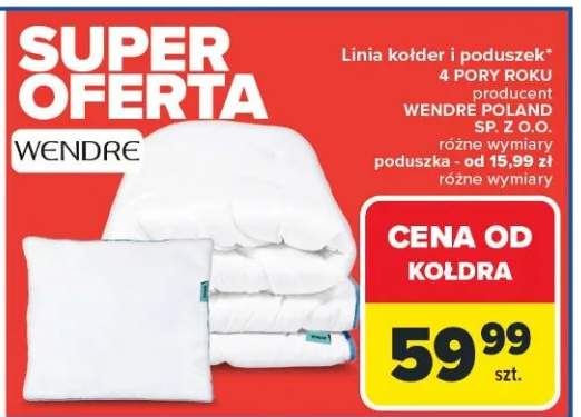 Linia kołder i poduszek 4 pory roku producent Wendre Poland Sp. z o.o. różne wymiary poduszka - od 15,99 zł różne wymiary