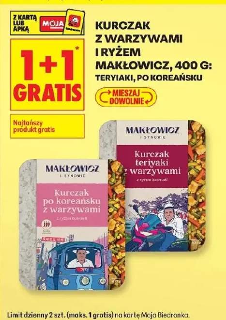 Kurczak z warzywami z ryżem 1+1 GRATIS