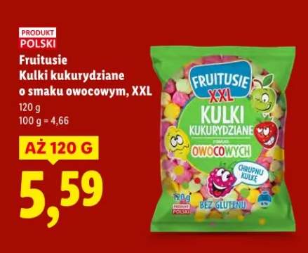 Kulki kukurydziane Fruitusie o smaku owocowym, XXL