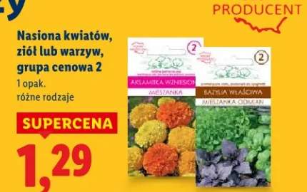 Nasiona kwiatów, ziół lub warzyw grupa cenowa 2 różne rodzaje