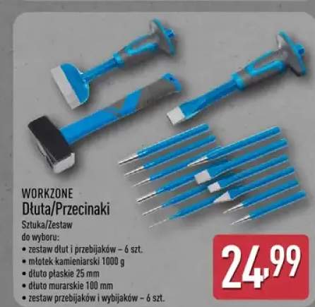 Dłuta/Przecinaki zestaw dłut i przecinaków 6 szt., młotek kamieniarski 1000 g, dłuto płaskie 25 mm, dłuto murarskie 100 mm, zestaw przecinaków i wybijaczów 6 szt.