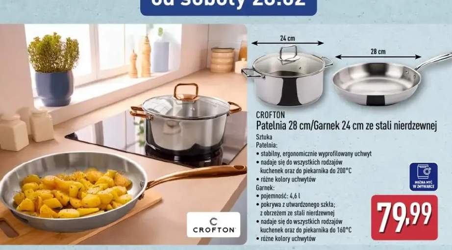 Patelnia 28 cm ze stali nierdzewnej