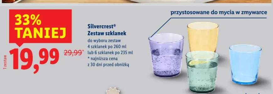 Zestaw szklanek do wyboru zestaw 4 szklanek po 260 ml lub 6 szklanek po 235 ml