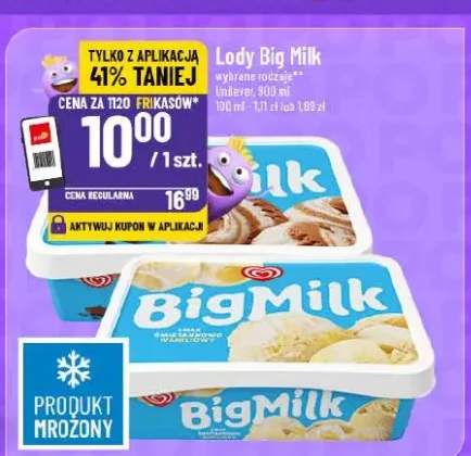 Lody Big Milk wanilia z bitą śmietaną malinowo-jogurtowa, czekoladowe