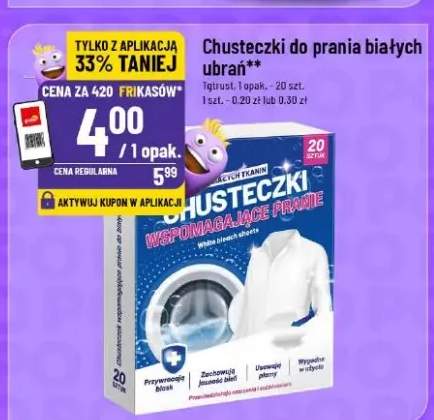 Chusteczki do prania białych ubrań