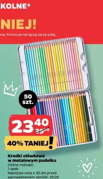 Kredki ołówkowe w metalowym pudełku, różne rodzaje