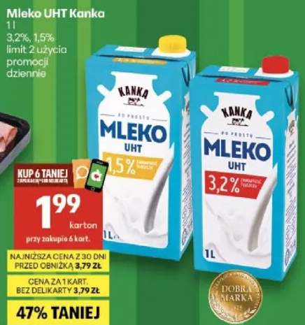 Mleko UHT 3,2%, 1,5%