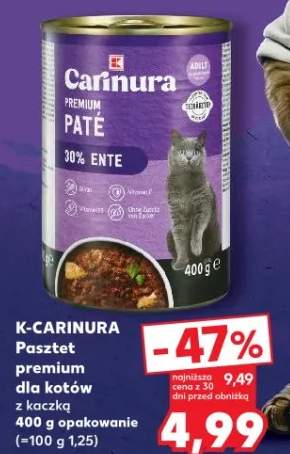 Pasztet premium dla kotów z kaczką 400g opakowanie