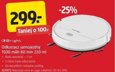 Odkurzacz samojeżdny 1500 mAh 80 min 220 ml Bright