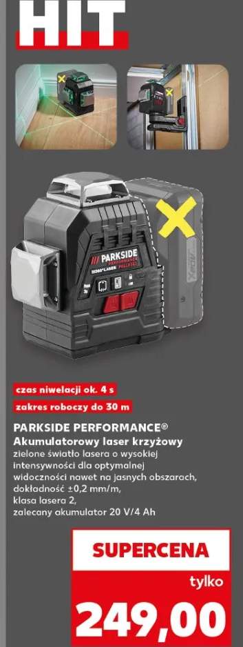 Akumulatorowy laser krzyżowy