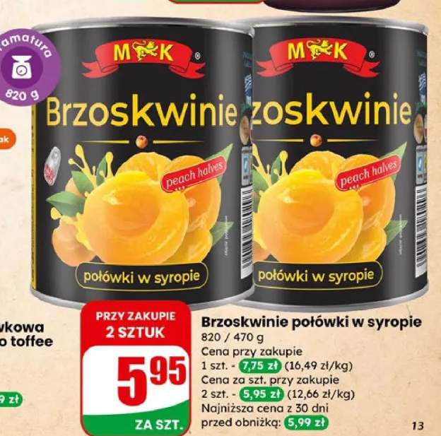 Brzoskwinie połówki w syropie