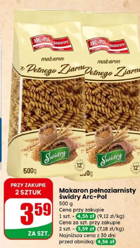Makaron pełnoziarnisty świdry