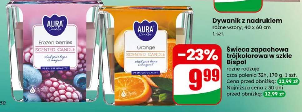 Świeca zapachowa trójkolorowa w szkle Bispol