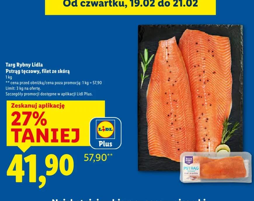 Pstrąg tęczowy, filet ze skórą