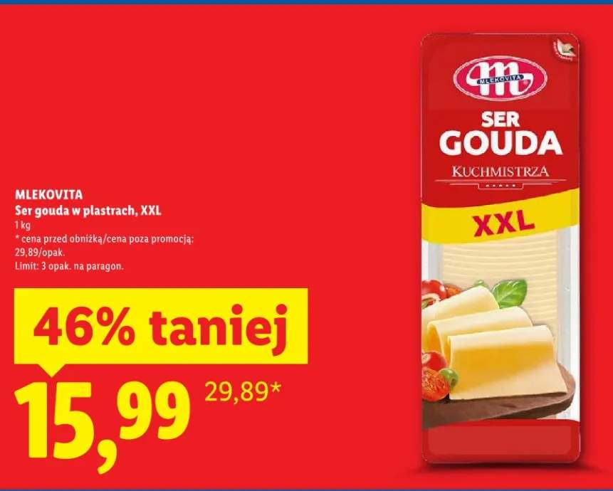Ser gouda w plastrach, XXL