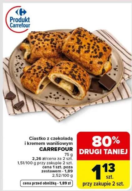 Ciastko z czekoladą i kremem waniliowym