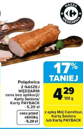 Polędwica z nasza wędzarni cena bez aplikacji/Karty Seniora/Karty PAYBACK