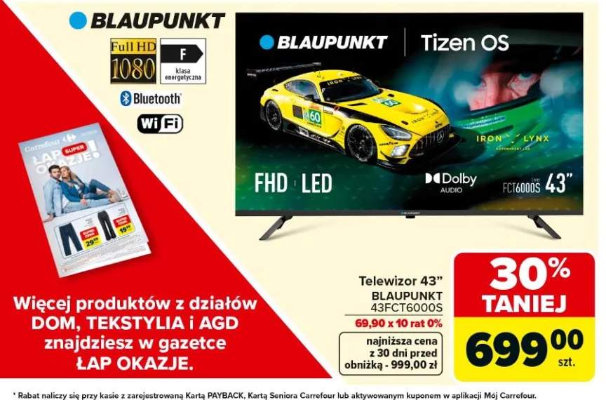 Telewizor 43" FHD LED Tizen OS Bluetooth WiFi 43FCT6000S