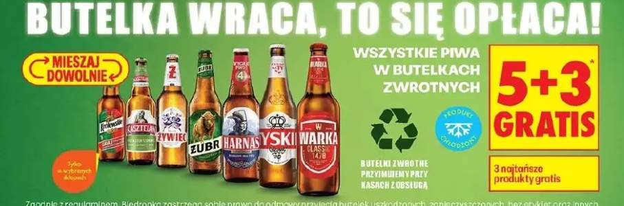Piwo w butelkach zwrotnych różne marki