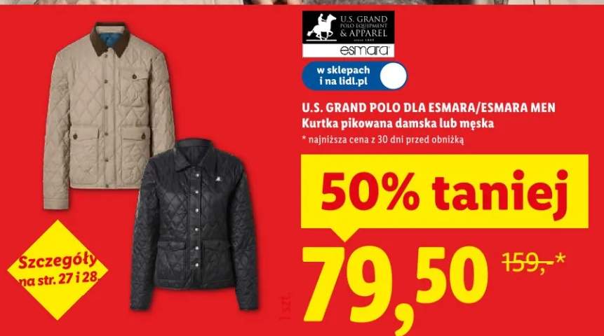 Kurtka pikowana damska lub męska