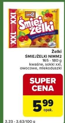 Żelki kwaśne, sokii xxl, owocowe, mlekoduszki
