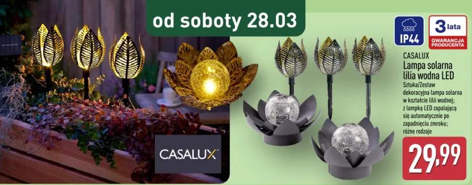 Lampa solarna lilia wodna LED