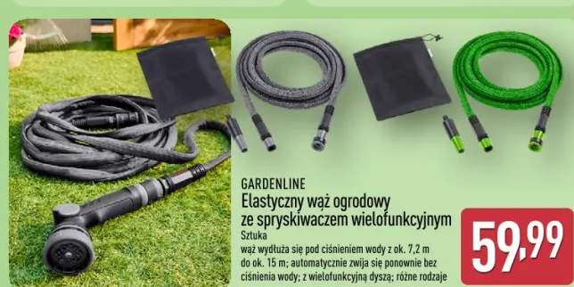 Elastyczny wąż ogrodowy ze spryskiwaczem wielofunkcyjnym
