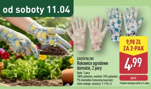 Rękawice ogrodowe damskie, 2 pary