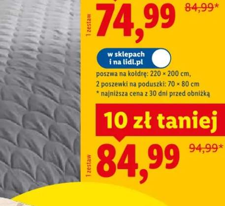 Pościel satynowa z bawełny 220×200cm, 2 poszewki na poduszki 70×80cm