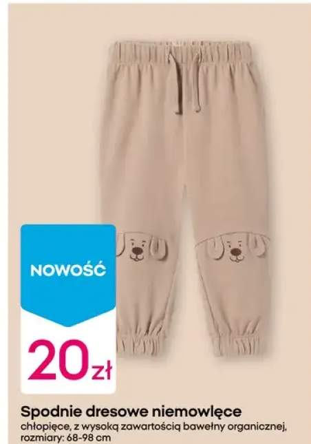 Spodnie dresowe niemowlęce chłopięce, z wysoką zawartością bawełny organicznej