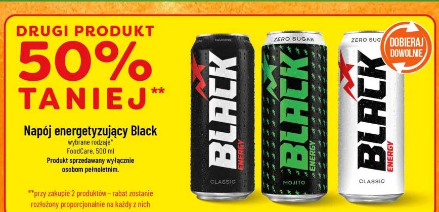 Napój energetyzujący Black wybrane rodzaje