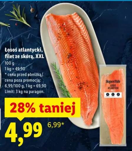 Łosoś atlantycki, filet ze skórą