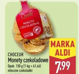 Monety czekoladowe mleczne czekoladki w kształcie monet