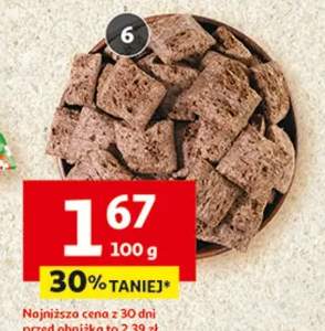 Poduszkowce zbożowe z kremem o smaku czekoladowym luzem lub w opakowaniu