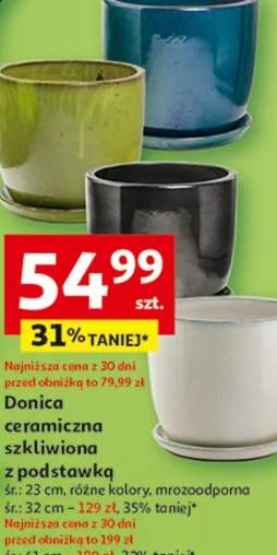 Doniczka ceramiczna szklliwiona z podstawką śr: 41 cm