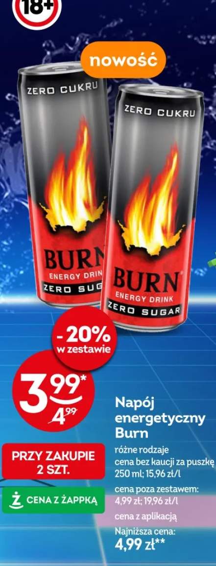 Napój energetyczny Burn różne rodzaje