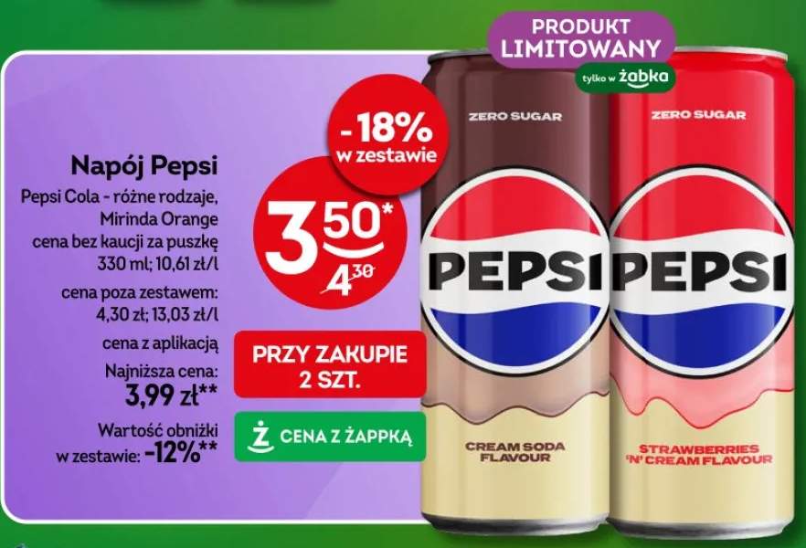 Napój Pepsi różne rodzaje Cream Soda, Strawberries 'N' Cream