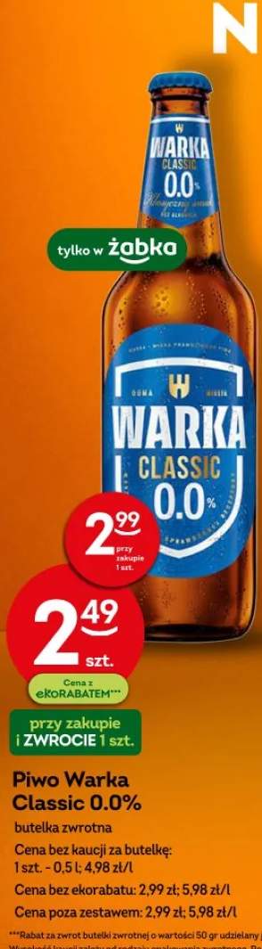 Piwo Warka Classic 0.0% butelka zwrotna