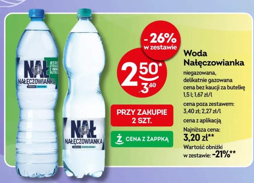 Woda Nałęczowianka niegazowana, delikatnie gazowana