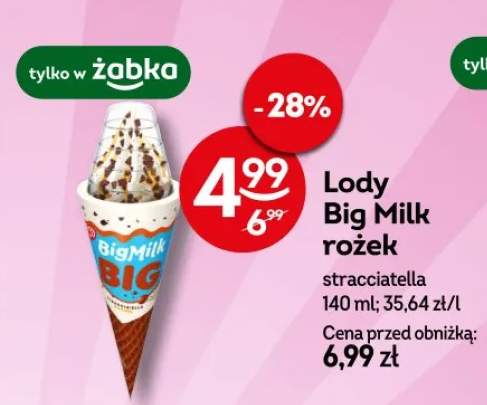 Lody Big Milk rożek stracciatella