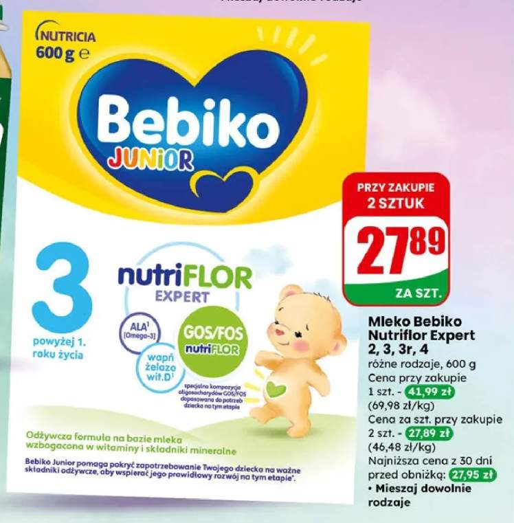 Mleko Nutriflor Expert 2, 3, 3r, 4, różne rodzaje