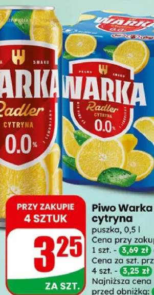 Piwo Warka Radler cytryna puszka