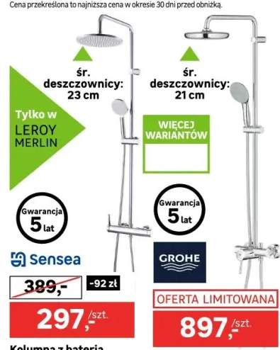 Kolumna natryskowa z baterią mieszaczową START CLOVA