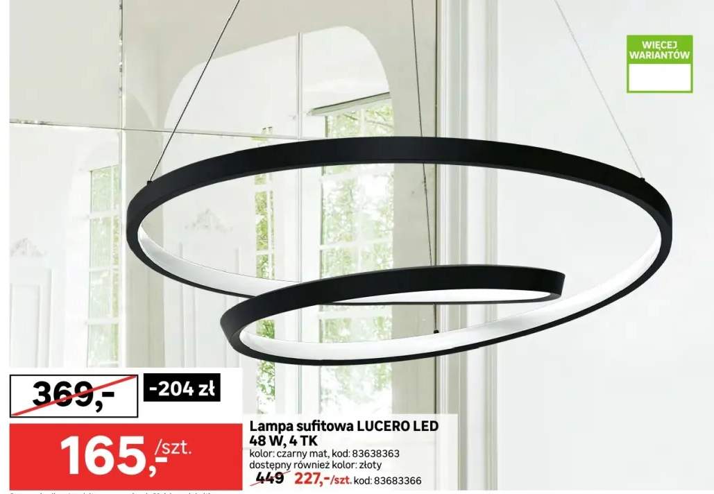 Lampa sufitowa Lucero LED 48 W, 4 TK kolor: czarny mat