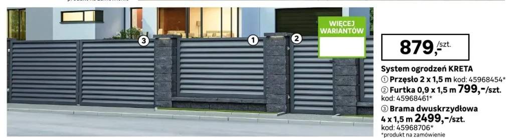 System ogrodzeń KRETA Przęsło 2 x 1,5 m