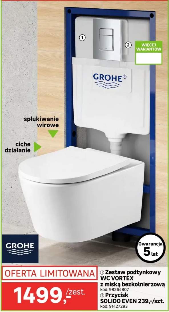 Zestaw podtynkowy WC VORTEX z miską bezkolnierzową