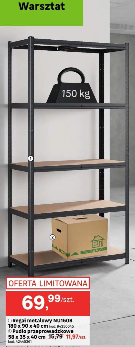 Regał metalowy NU150B 180x90x40cm